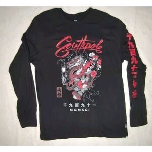 Southpole Shirt Mens XL Black Long‎ Sleeve  Y2K Dragon Sleeve Art